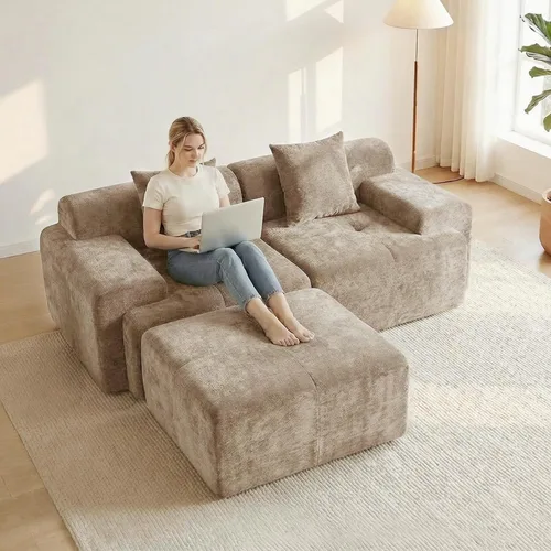 Vista 14 de Sofá modular de 84 pulgadas, sofá sin hueso de asiento profundo de Beige