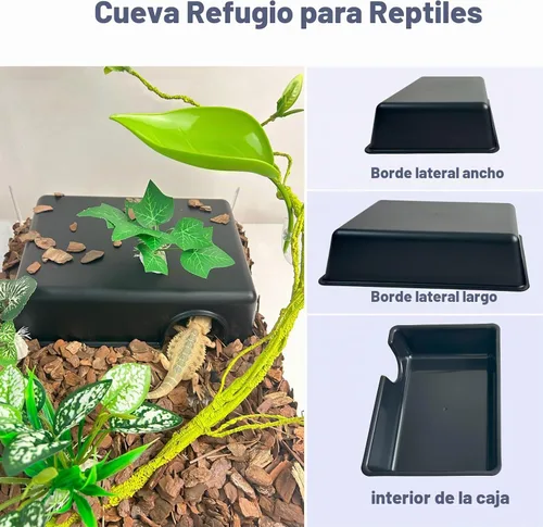Vista 3 de Cueva húmeda para reptiles, escondite de serpiente para pitones bola, escondite de gecko, geckos leopardo, dragones barbudos, decoración compacta
