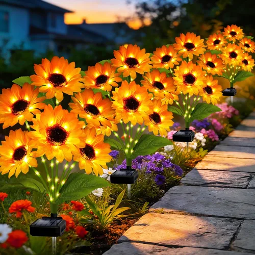 Vista 21 de MRHEPHAESTUS Luces solares de jardín, flores de delfinio 2 unidades 40 LEDs, luces impermeables para exteriores, dos modos de iluminación