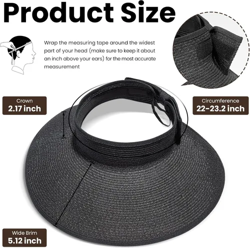 Vista 49 de Simplicity - Sombrero con protección solar UV UPF 50 para mujer, convertible en visera para playa