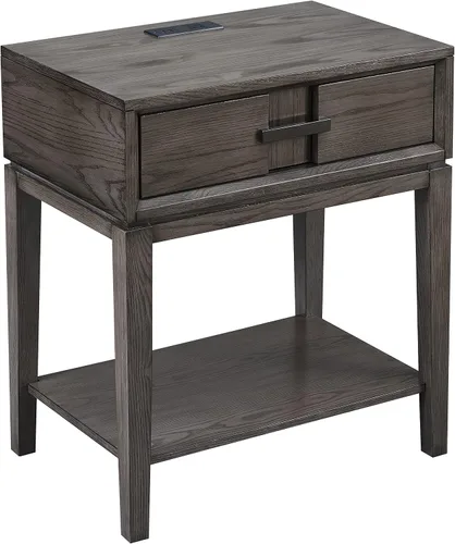 Vista 15 de Leick Home Salem Mesita de noche, mesa auxiliar, 22 pulgadas, roble mediano MEDIUM OAK