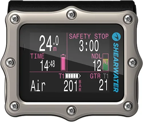 Vista 4 de Ordenador de buceo Shearwater Perdix 2 Ti Combo plateado + Swift