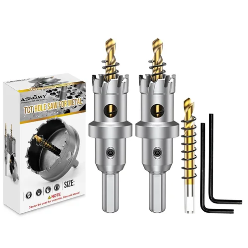 Vista 23 de ASNOMY Broca de sierra perforadora con punta de carburo de tungsteno para metal duro, cortador de sierra de agujero T.C.T de 1/2 pulgada con 2