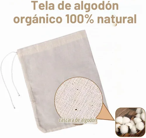 Vista 5 de 30 piezas de bolsas de especias de algodón natural para cocinar: 4x6, 6x8 Filtros de té reutilizables con cordón, ideales para colar sopas, bolsitas