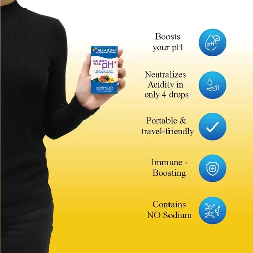 Vista 2 de Alkazone Equilibra tu pH (Más) Gotas minerales alcalinas antioxidantes, paquete individual de 1.25 onzas, portátil, produce suministro de agua