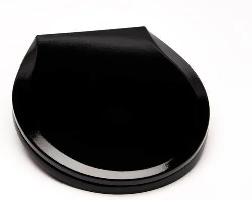 Vista 6 de 1Q1R6-00BN Asiento de inodoro de madera moldeada prémium con bisagra de metal de un solo poste, redondo, color blanco con níquel cepillado
