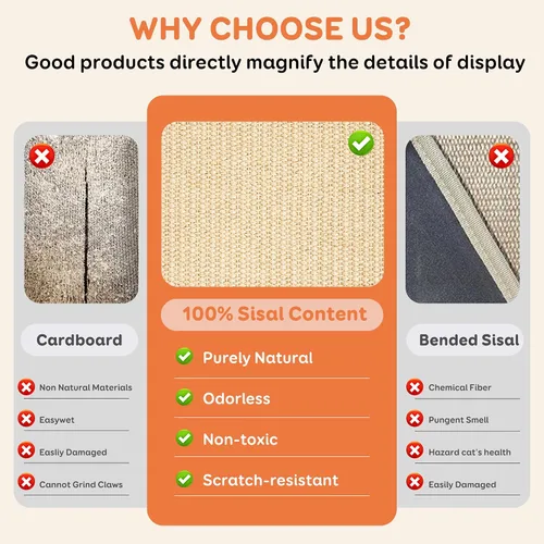 Vista 3 de Cama rascador de sisal para gatos, hamaca de madera natural, almohadilla rascador extra grande