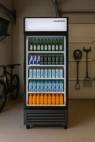 Vista 10 de Refrigerador comercial de bebidas, refrigerador de 7 pies cúbicos pequeños delgados de una sola puerta de vidrio con estantes ajustables de luz LED