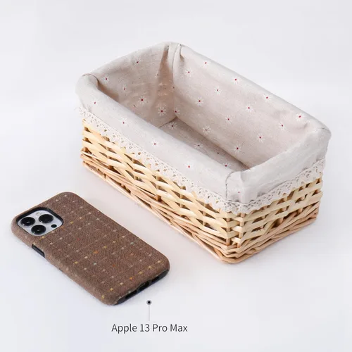Vista 5 de Cesta de almacenamiento hecha a mano, cesta de mimbre tejida a mano, materiales de sauce natural, rectangular, 1 paquete, tamaño pequeño