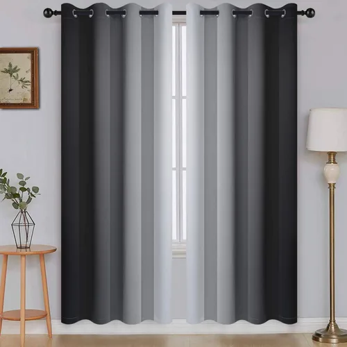 Vista 143 de SimpleHome Cortinas degradadas degradadas para oscurecer la habitación de 36 pulgadas de largo para dormitorio, con ojales y bloqueo de luz Negro