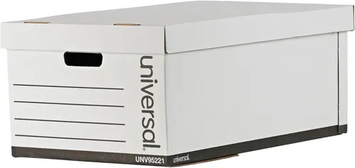 Vista 8 de Universal Basic-Duty Cajas de almacenamiento de discos económicos, paquete de 10, archivos de cartas/legales, 12 x 15 x 10 pulgadas, color blanco