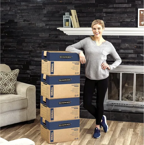 Vista 7 de Bankers Box Caja de mudanza pequeña Prime, paquete de 10 unidades, asas reforzadas, montaje sin cinta, tapa adjunta, 16 x 12 x 12 pulgadas (0062716)