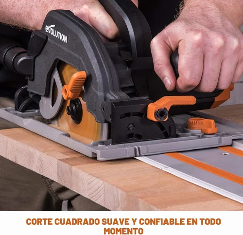 Vista 8 de Evolution Power Tools R185CCSX - Kit de sierra circular de pista multimaterial con pista de 40 pulgadas incluida, hoja TCT incluida, corta madera
