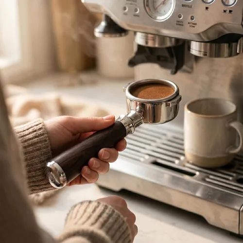 Vista 4 de 54mm Portafiltro sin fondo para Espresso con 3 orejas Compatible con máquina de espresso Barista Breville/Sage de 54mm Cesta de acero inoxidable