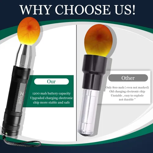 Vista 2 de Probador de velas de huevos USB recargable con luz de vela de huevo Negro