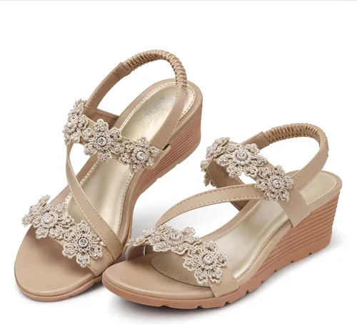 Vista 6 de SHIBEVER Womens Wedge Sandals: Well-Cushioned and Support for Comfortable Beige