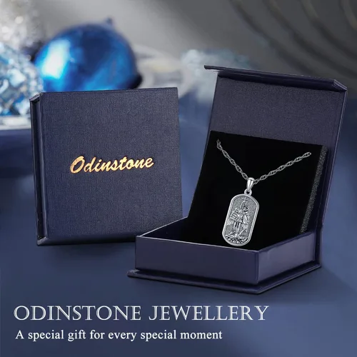 Vista 8 de Odinstone Collar de plata de ley 925 con medalla de San MiguelSan CristóbalSan BenitoCrucifijo de JesúsSan UrielArcángel Rafael para hombres