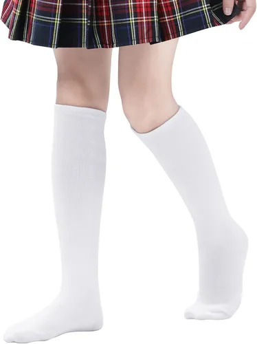 Vista 2 de American Trends Calcetines altos hasta la rodilla para niños y niñas, uniforme escolar, calcetines de vestir, calcetines largos de tubo sin