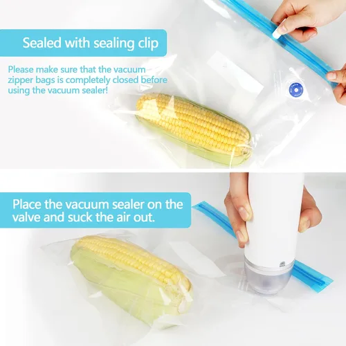 Vista 6 de Sous Vide - 24 bolsas reutilizables de sellado al vacío de 11 x 10 pulgadas, bolsa de almacenamiento de alimentos al vacío para cocinar