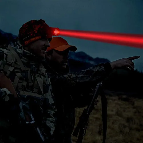 Vista 5 de Linterna de Cabeza de Caza Luz Roja Recargable, 1000 Lúmenes Luz LED Roja de Cabeza Zoomable Impermeable 3 Modos para Caza de Mapache, Jabalí