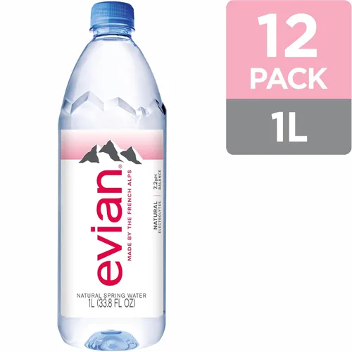 Vista 3 de Evian Agua de manantial natural, botella de 1 L, 12