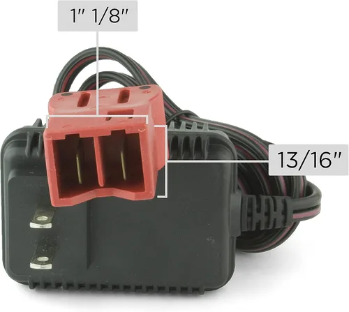 Vista 3 de Fisher Price, Power Wheels, 6 Volt Cargador de batería rojo, 00801–1481, 00801–1779. Compatible con baterías Power Wheels rojas de 6 V
