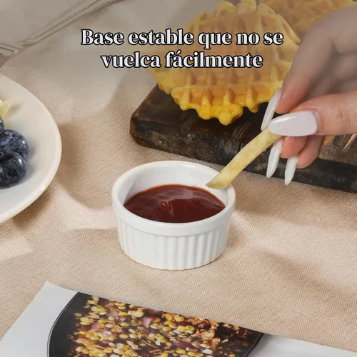 Vista 4 de DOWAN Cuencos para inmersión de 1.5 onzas, mini ramequines, pequeños platos de porcelana Ramekin, tazas de postre pequeños cuencos para condimentos