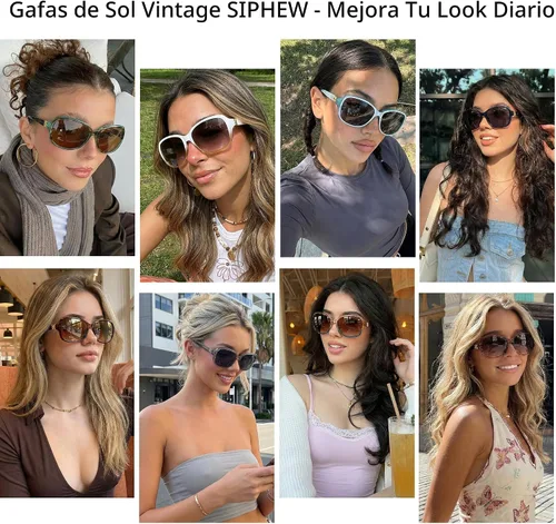 Vista 7 de SIPHEW - Gafas de sol polarizadas para mujer, gafas de sol cuadradas clásicas para mujer con protección UV Gafas de sol polarizadas negras A01