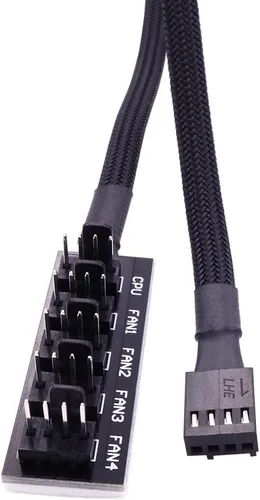 Vista 6 de Cable de extensión divisor de concentrador de ventilador, cable de fuente de alimentación de 1 a 5 vías, PWM, carcasa de placa base, adaptador