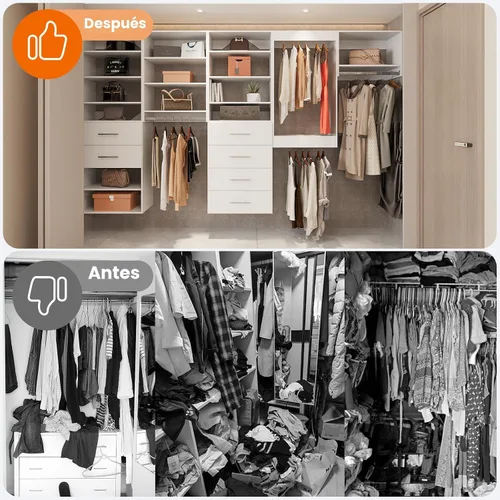 Vista 4 de ROOMTEC Sistema de Armario Modular, Torre de Armario con Estante de 4 Cajones de 19.5", Organizador de Armario Montado en la Pared, Torre de Madera