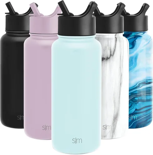 Vista 9 de Simple Modern botella de agua reutilizable con tapa para beber y con pajilla, termo de acero inoxidable con aislamiento al vacío, para gimnasio