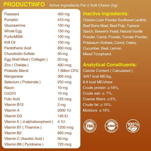 Vista 6 de Multivitamínico para perros - Suplemento diario todo en uno Apoya las articulaciones, el corazón, la piel, la digestión, el sistema inmunológico