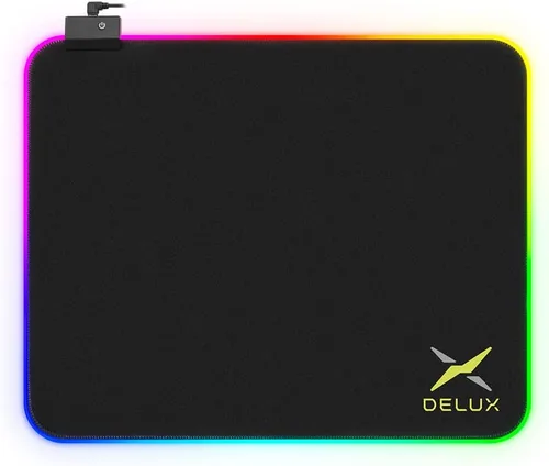 Vista 5 de DeLUX Ratón vertical con cable M618PLUS RGB y RGB Mousepad GP003