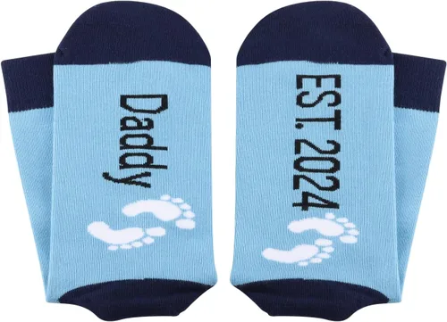Vista 4 de CMNIM Nuevos padres regalos de embarazo papá y mamá Est 2024 Nuevos padres calcetines de padres primerizos regalos anuncio calcetines de regalo, Sock