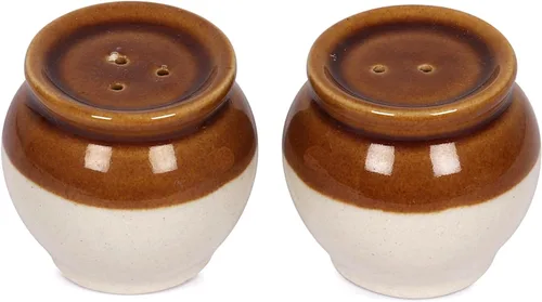Vista 5 de Salero y dispensador de cerámica y pimienta con agujeros perfectos, adecuado para el hogar, cafetería, mesa de comedor, juego de 2 unidades, diseño