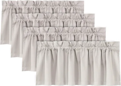 Vista 17 de H.VERSAILTEX Cenefas de cortina 100% opacas para ventanas, 2 paneles con aislamiento térmico, bolsillo para barra, pequeña cenefa corta para cocina