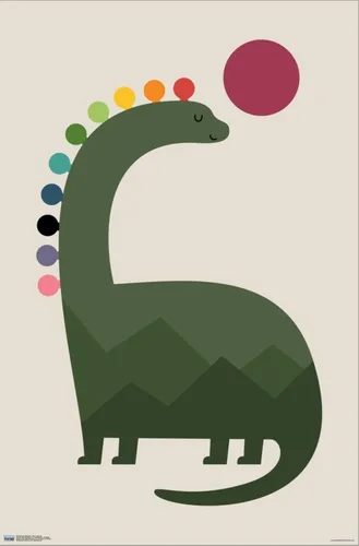 Vista 2 de Trends International Andy Westface - Póster de pared de lienzo iluminado con diseño de dinosaurio