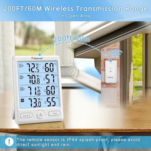 Vista 4 de Geevon Sensor remoto inalámbrico TX19 para exteriores 8646/23190/8688/8667/86258/86250/86268/86297/86275/86300/8614/86282/86278/86281 Termómetro