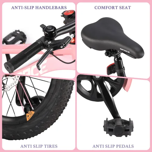 Vista 4 de Bicicleta para niños ONLYGU - Bicicleta de 18 20 pulgadas para niños y niñas con asiento ajustable y freno de mano, bicicletas para niños de 7 a 13