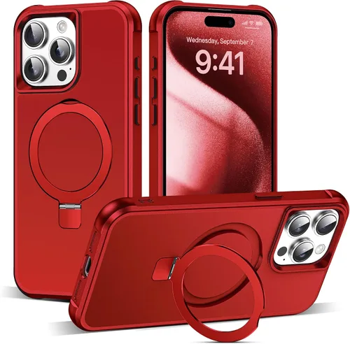 Vista 17 de SKYLMW - Funda compatible con iPhone 11 de 6.1 pulgadas, con soporte magnético invisible tipo anillo, funda translúcida de grado militar, compatible