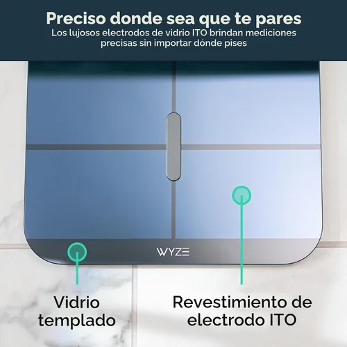 Vista 5 de Wyze Smart Scale X - Báscula digital de baño para peso corporal, IMC, grasa corporal, masa muscular, monitor de frecuencia cardíaca, sincronización