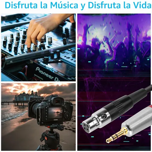 Vista 4 de CERRXIAN Mini XLR hembra a 0.138 in cable de audio estéreo de 3 pines Mini XLR hembra a 1/8 pulgadas TRS cable adaptador conector para conversión