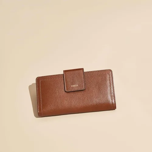 Vista 7 de Fossil Women's Logan Leather Wallet RFID Blocking Tab Clutch, Black (Model SL7830001)