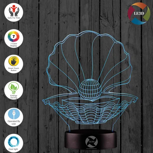 Vista 2 de Luz nocturna de ilusión óptica 3D – Lámpara de 7 LED que cambia de color – Luz suave fría segura para niños – Solución para pesadillas – Vieira