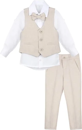 Vista 4 de Lilax Traje formal para niños de 4 piezas, chaleco, pantalones y corbata