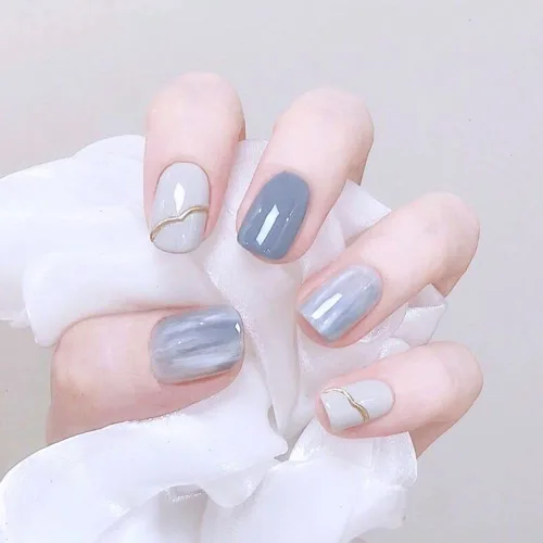 Vista 24 de LIGHT RAIN - Uñas a presión de longitud media, con diseño de galaxia Andromeda, uñas postizas de gel, reutilizables, de lujo, de siete capas