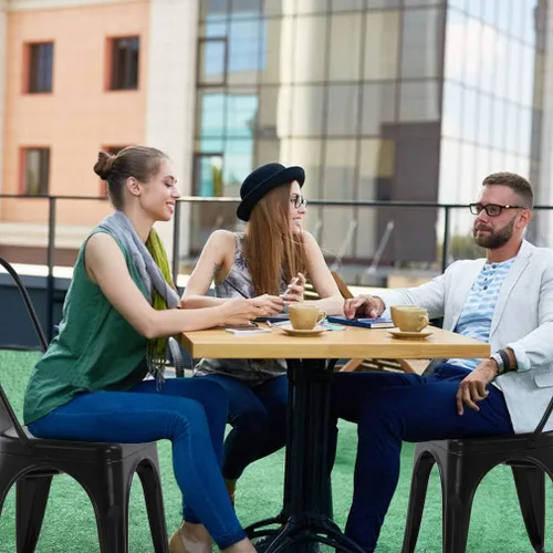 Vista 2 de Sillas de metal para interiores y exteriores, sillas laterales apilables para restaurante, bistró, cafetería, Tolix con respaldo, juego de 2, sillas
