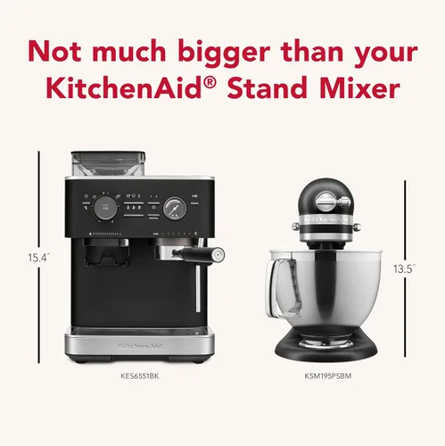 Vista 7 de KitchenAid Máquina de café expreso semiautomática, molinillo de rebabas, 2.5L, hierro fundido negro