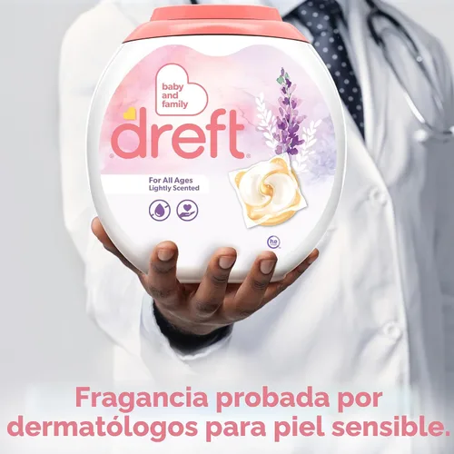 Vista 6 de Dreft - Detergente para ropa en cápsulas XL, aroma ligero, lavanda, 18