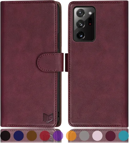 Vista 11 de SUANPOT Funda de piel tipo cartera para Samsung Galaxy Note 20 Ultra 5G de 6.9 pulgadas con bloqueo RFID, tarjetero para tarjetas de crédito, funda